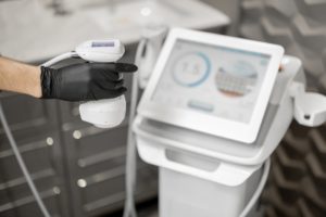 Ultrasound liposuction treatment device in medical clinic