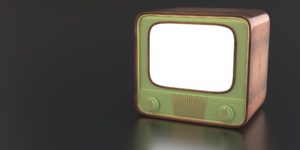Retro old tv against black color background. 3d illustration