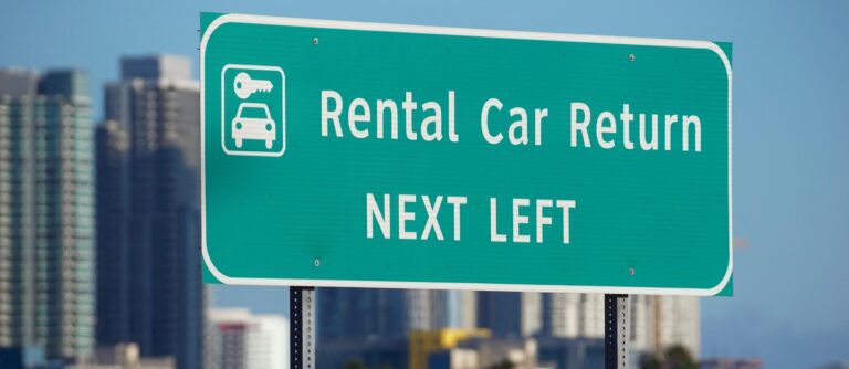 Rental Car Return sign. Airport, rentals