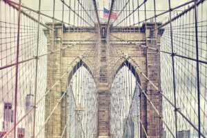 Brooklyn Bridge, one of New York City symbols, USA.