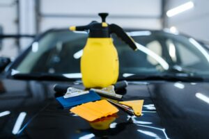 Tools for car tinting closeup, vehicle tuning